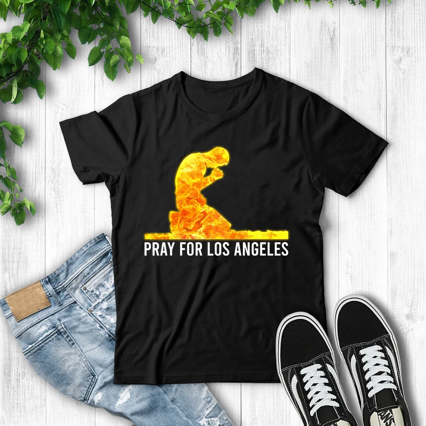 Pray For Los Angeles California 3 Classic Unisex T-Shirt Gildan 5000 (Made In US)