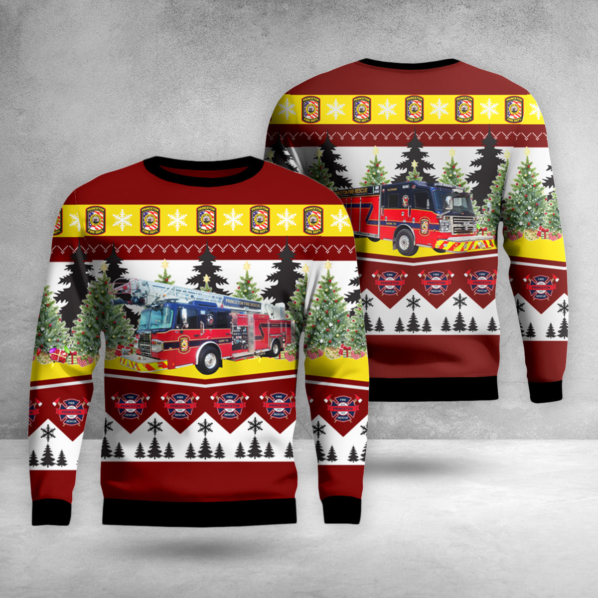 Princeton, Texas, Princeton Fire Department Christmas AOP Ugly Sweater