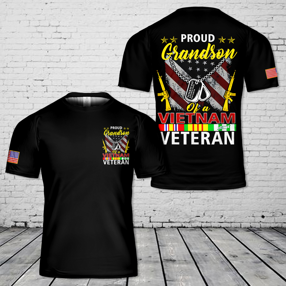 Proud Grandson Of A Vietnam Veteran Proud Vietnam Veterans T-Shirt 3D