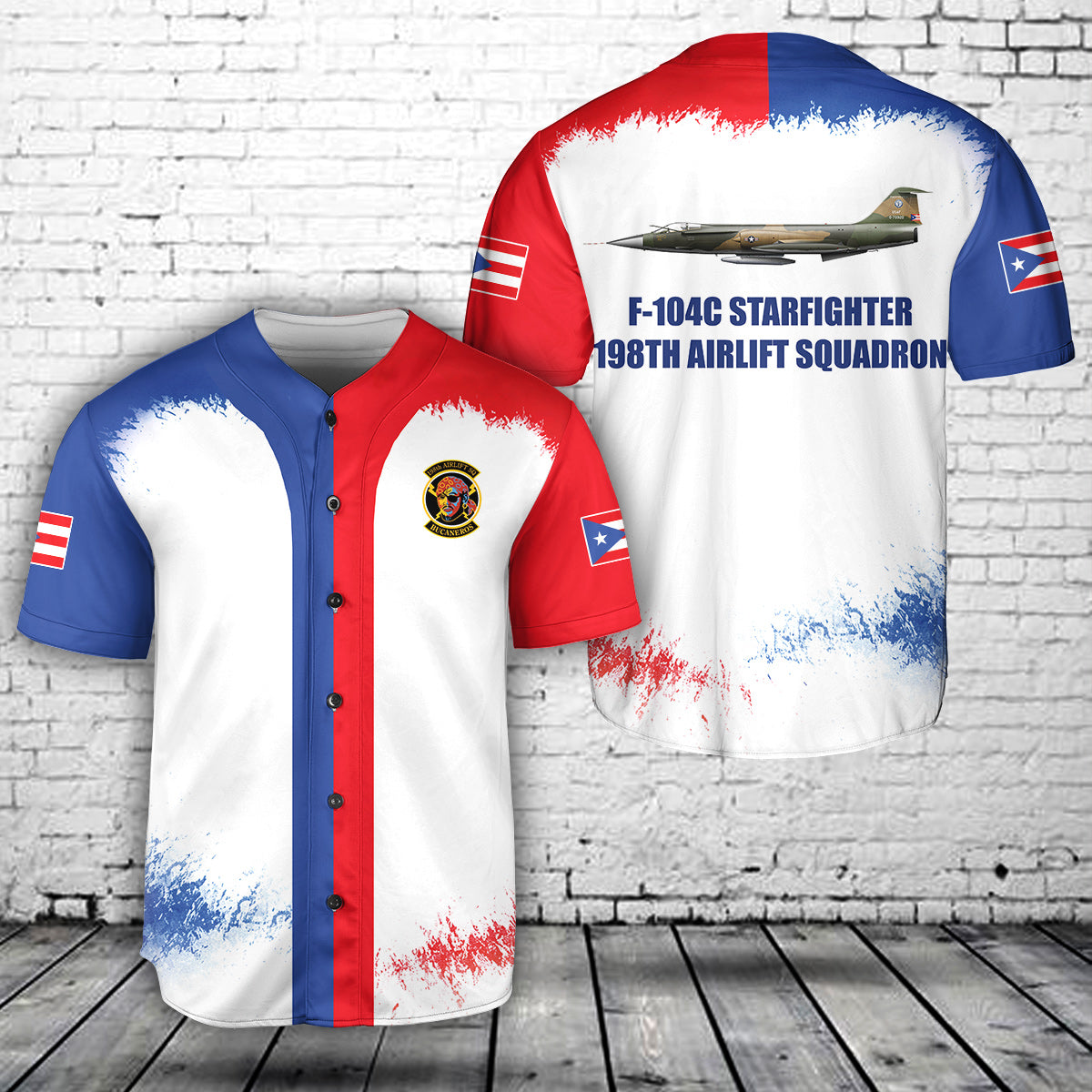 Puerto Rico Air National Guard A-7D Corsair II 198th Airlift Squadron Baseball Jersey