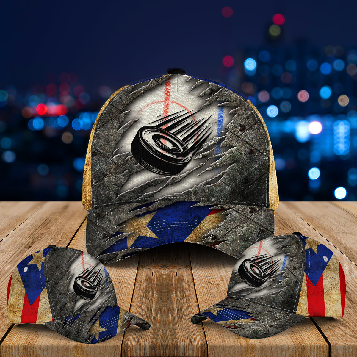 Puerto Rico Ice Hockey Baseball Cap