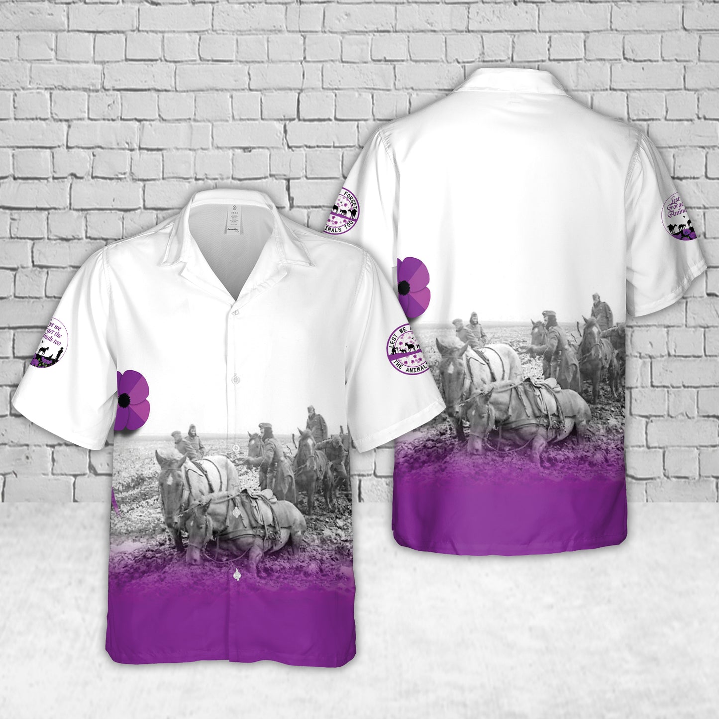 Purple Poppy Badge Remembrance Day Animals of war Lest We Forget Hawaiian Shirt