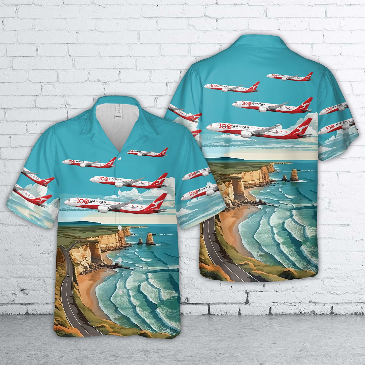 Qantas Airways Longreach 100th Anniversary Boeing 787-9 Dreamliner Hawaiian Shirt