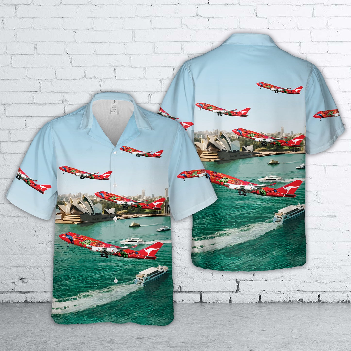 Qantas Boeing 747-438ER VH-OEJ "Wunala Dreaming cs" Hawaiian Shirt