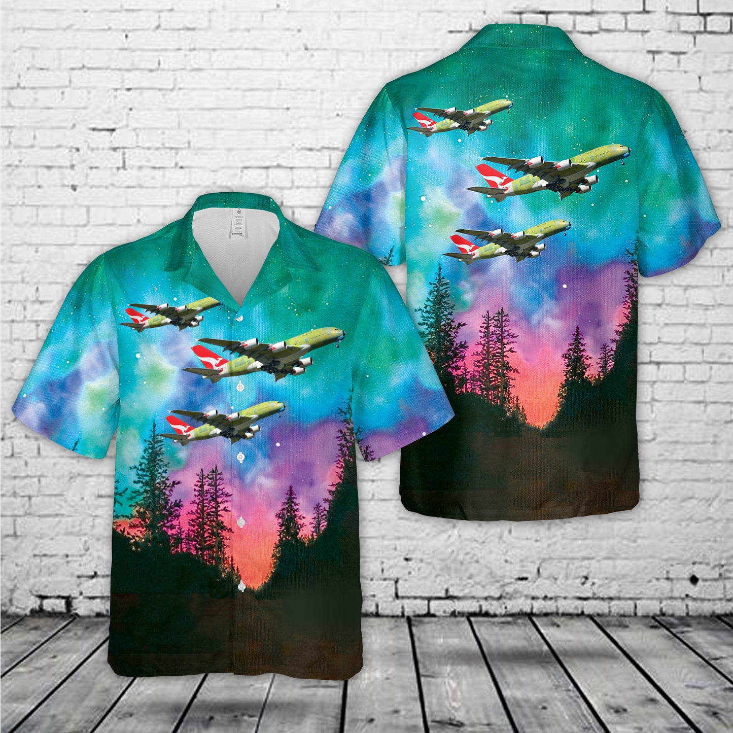 Qantas VH-OQK 'John & Reginald Duigan' Airbus A380-842 Hawaiian Shirt