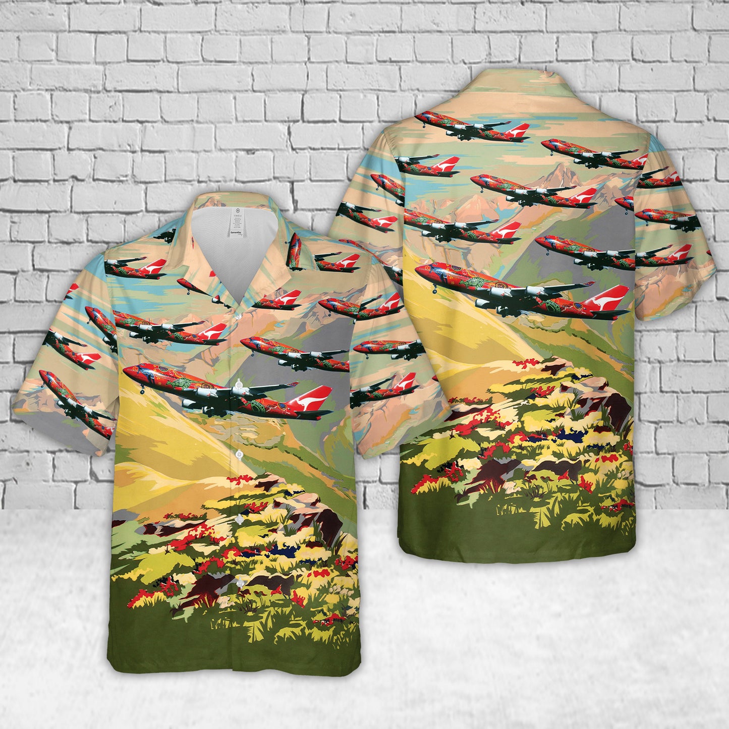 Qantas "Wunala Dreaming" Boeing 747-438ER VH-OEJ Hawaiian Shirt