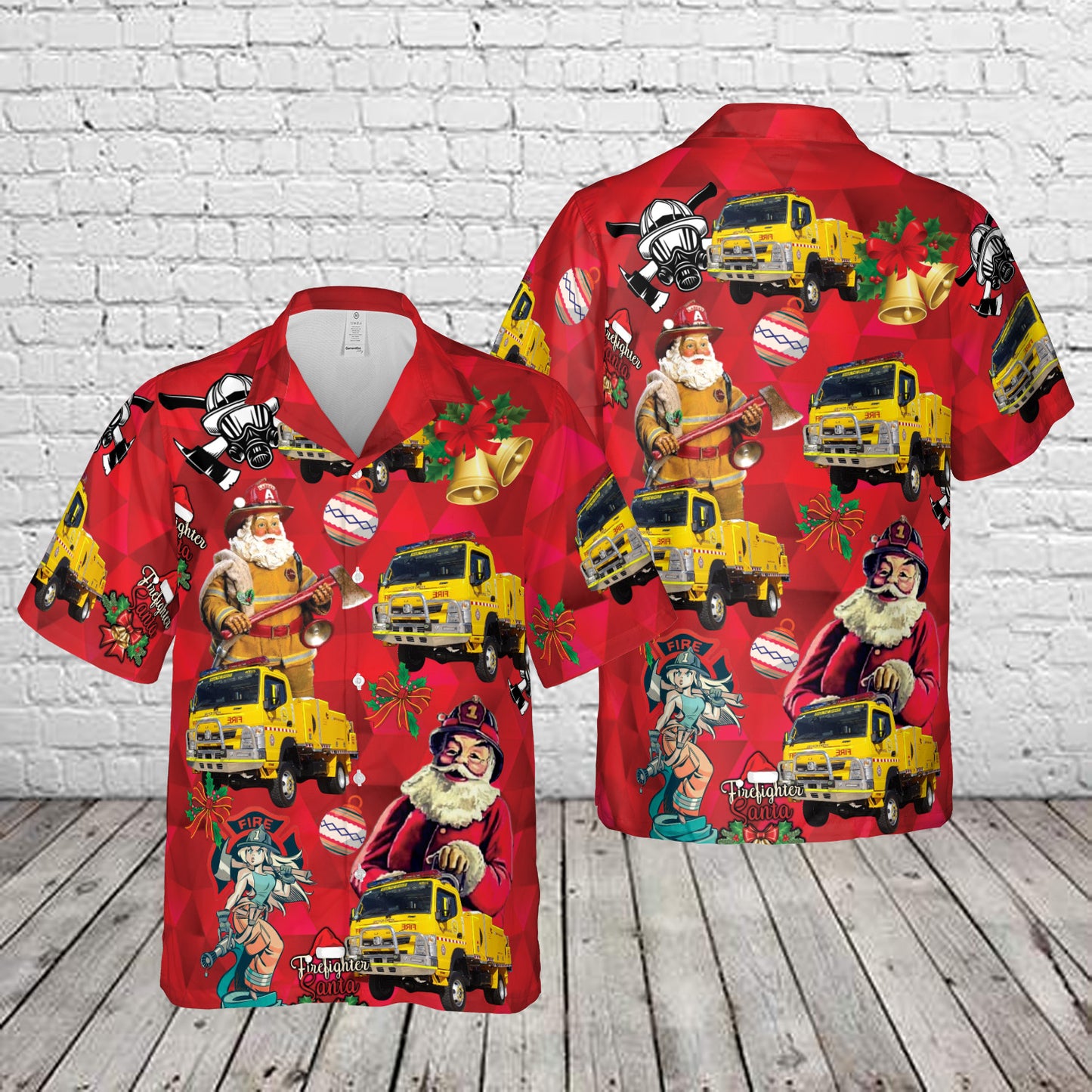 Queensland Rural Fire Service Fire Truck Christmas Hawaiian Shirt