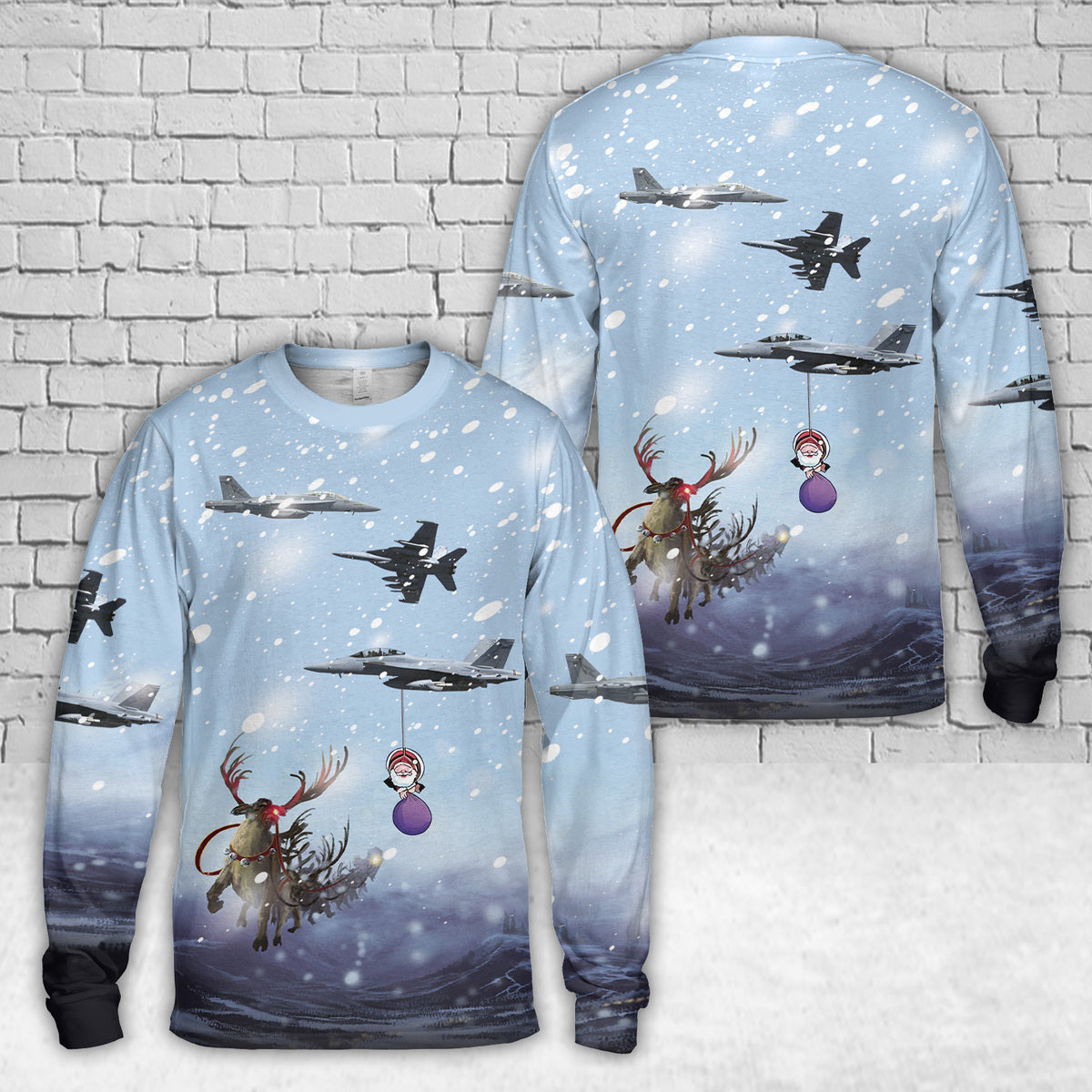 RAAF Boeing EA-18G Growler Christmas AOP Long Sleeve Shirt