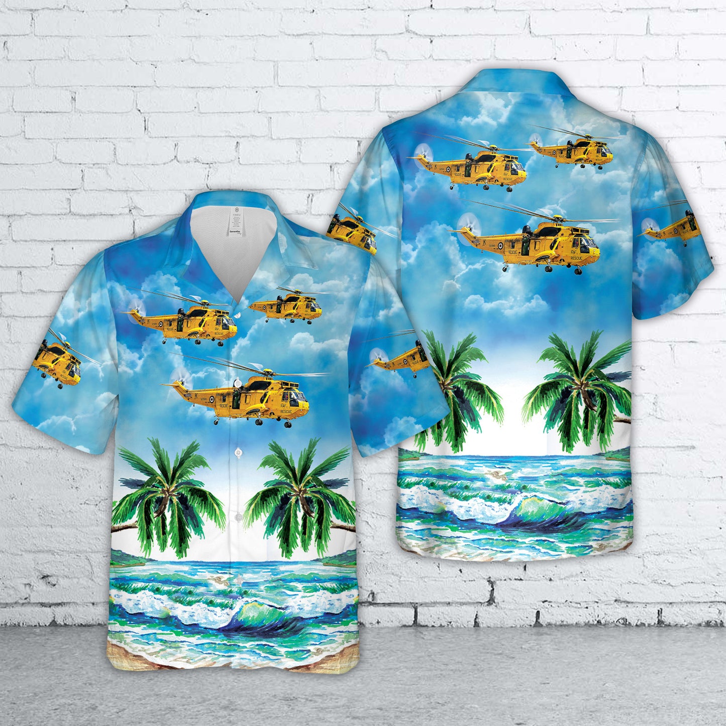 RAF Historical Yellow Sea King Search And Rescue Hawaiian Shirt