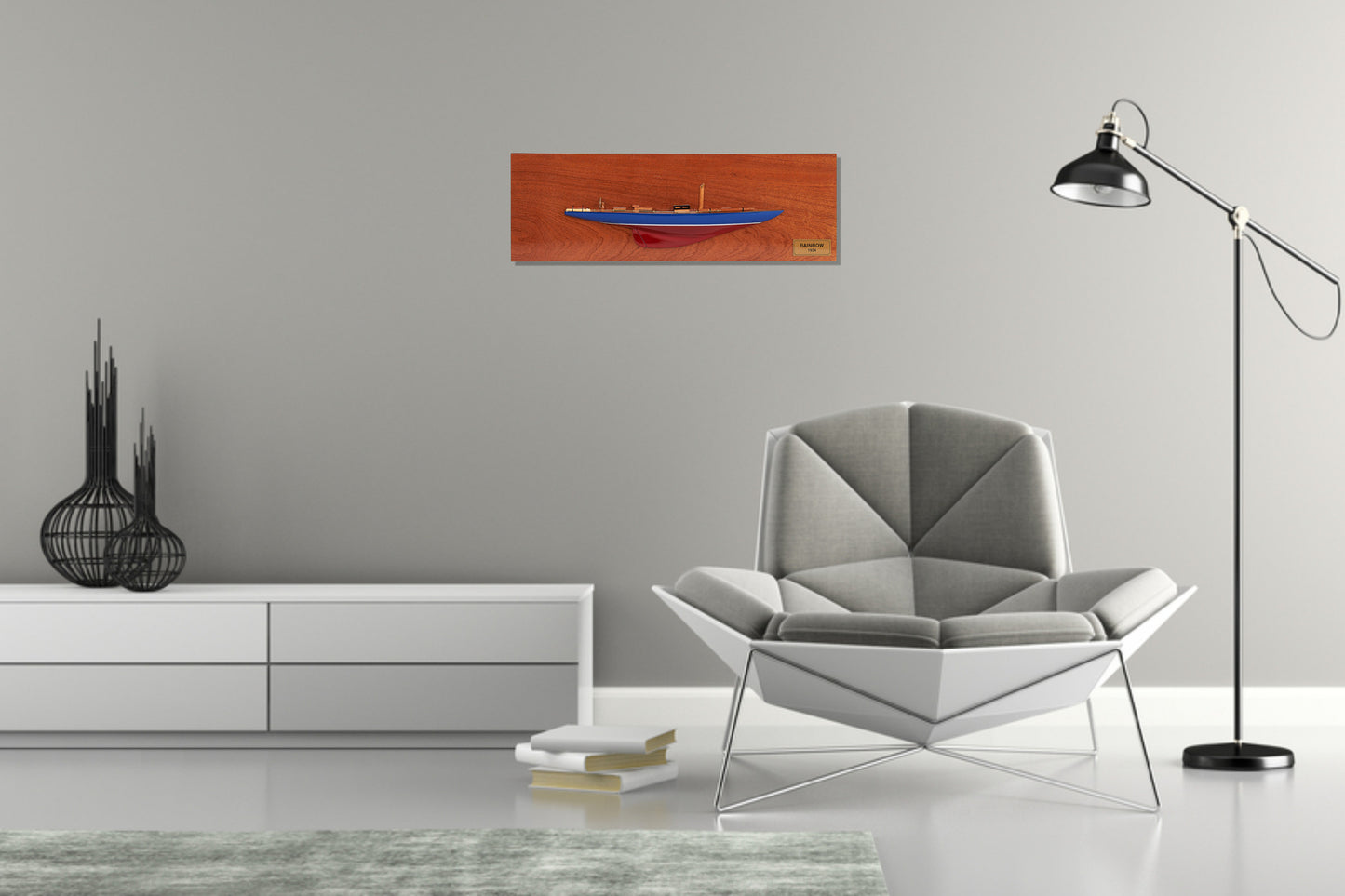 Handcrafted Rainbow Half Hull Wooden Model Ship | 60cm Length | Artisan Crafted