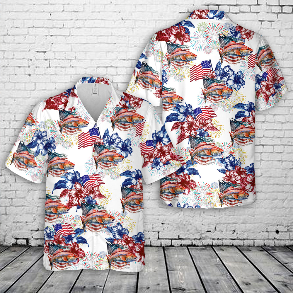Redfish 4th Of July Hawaiian Shirt