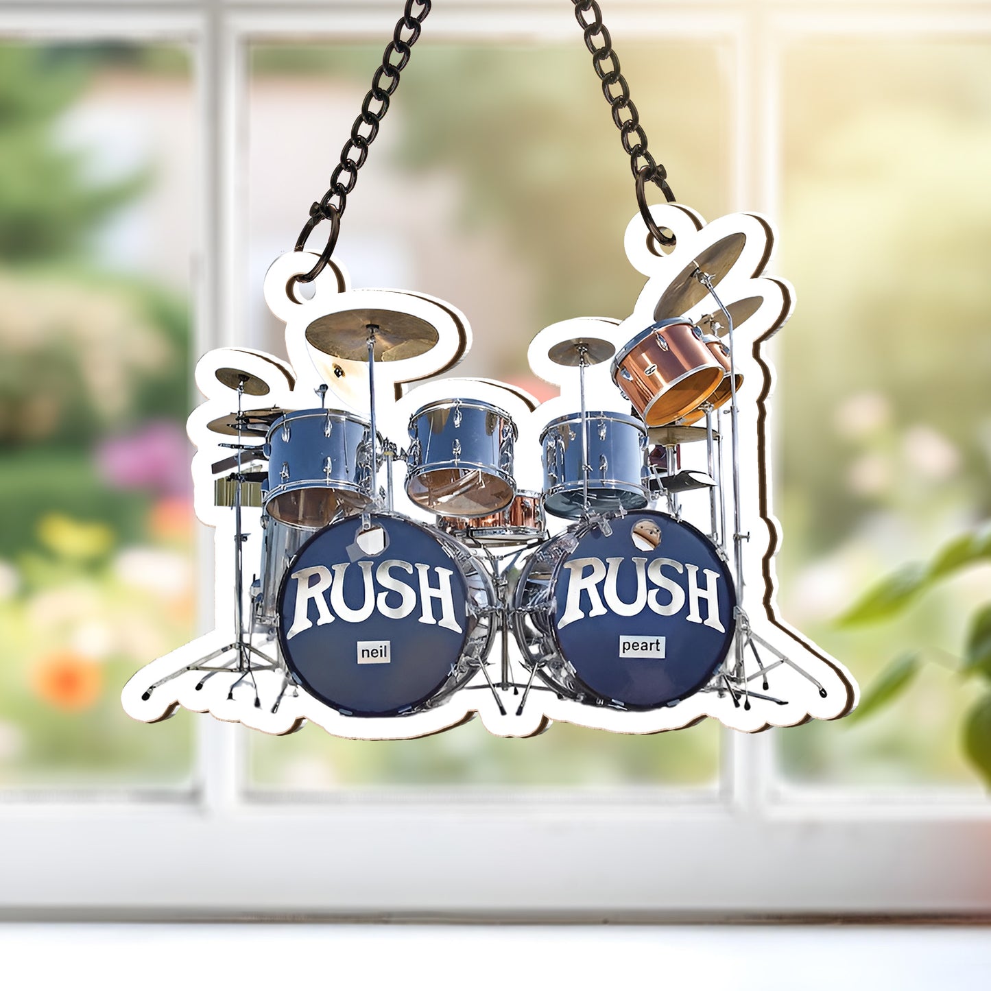Neil Pearts Original RUSH Drum Set Custom Shape Window Hanging Suncatcher