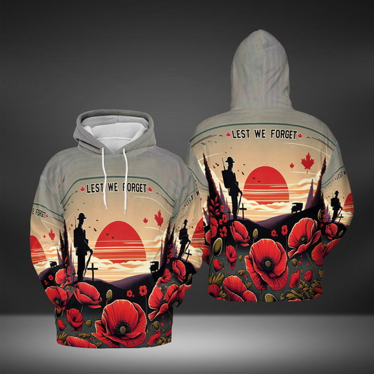 Remembrance Day Canada Lest We Forget Hoodie 3D