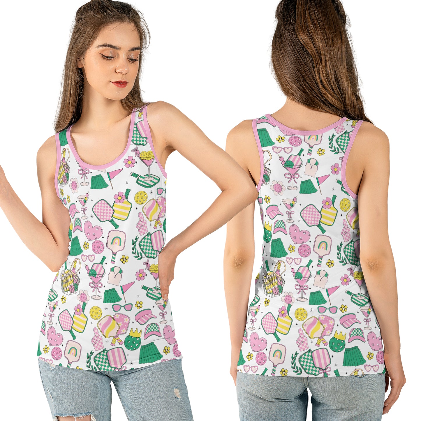 Retro Pink Pickleball AOP Women's Tank Top