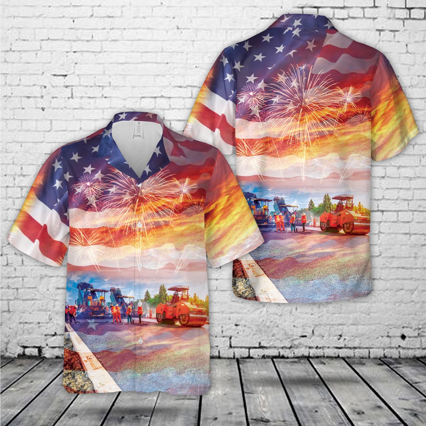Road Construction, 4th Of July Hawaiian Shirt