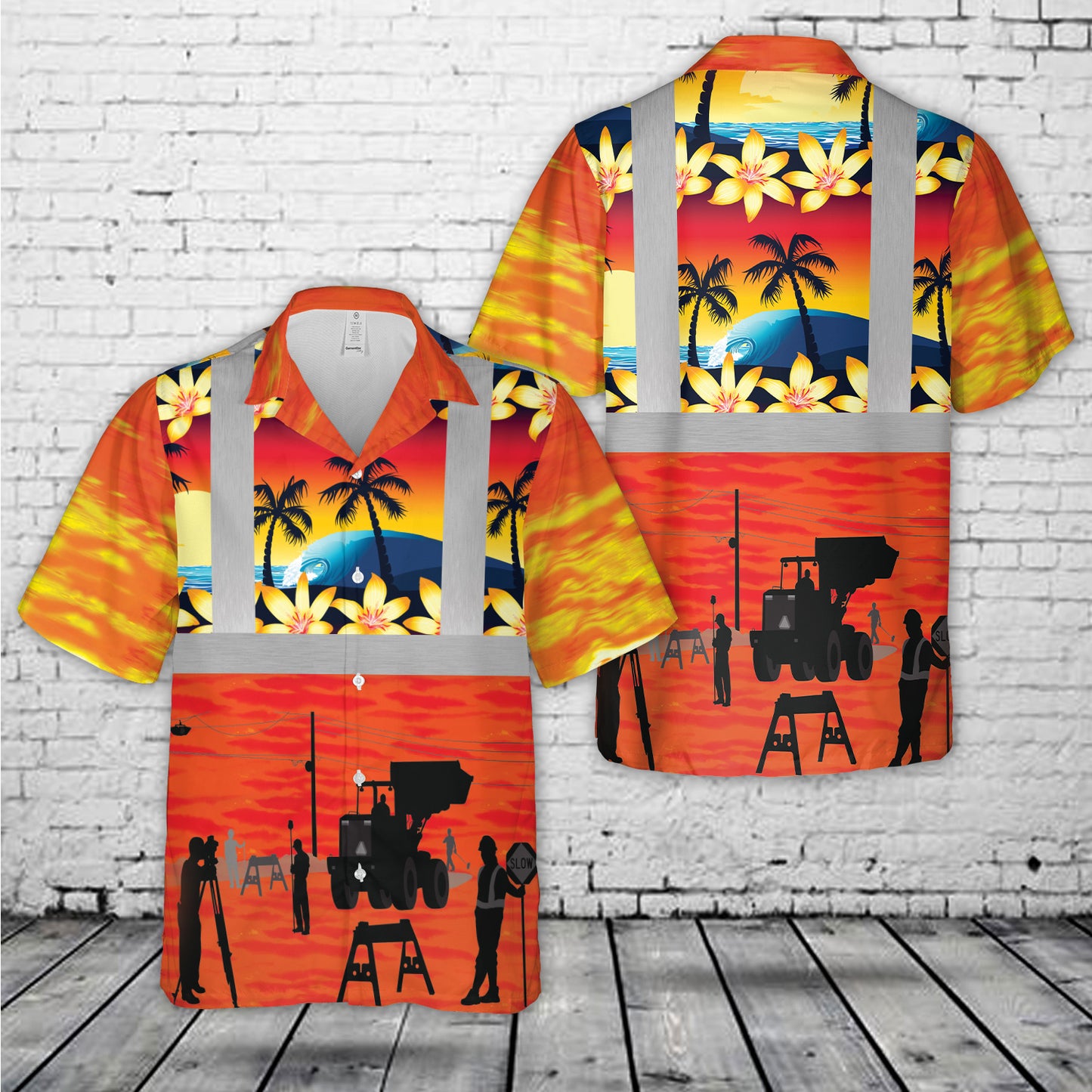 Road Construction Tropical Hawaiian Shirt