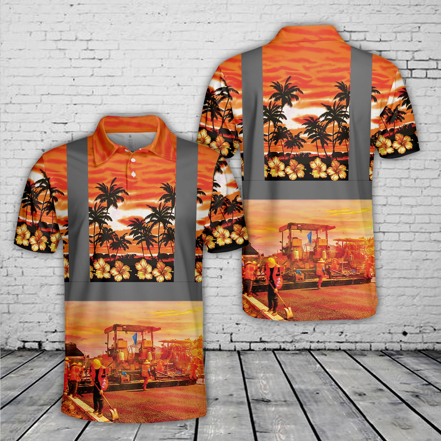 Road Construction Tropical Polo Shirt