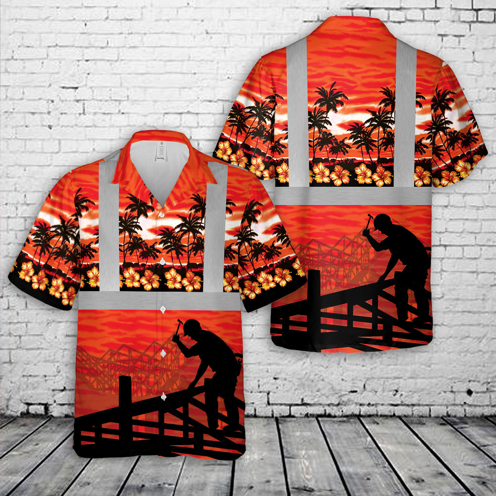 Roofer Sunset Tropical Hawaiian Shirt