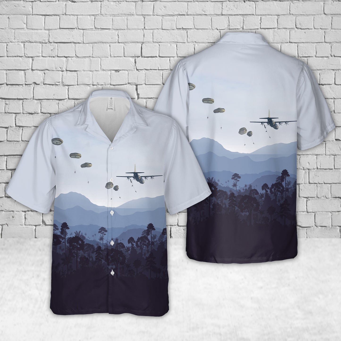 Royal Air Force Paratroopers with 16 Air Assault Brigade jump from a Hercules aircraft Hawaiian Shirt