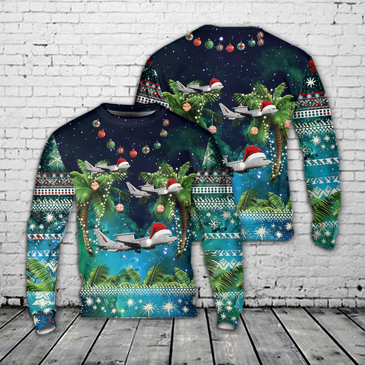 French Air Force boeing E3F Sentry Awacs (36-CD) Christmas AOP Sweater