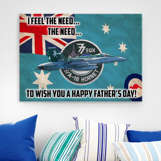 Royal Australian Air Force F/A-18A Hornet A21-39 No. 77 Squadron, Happy Father's Day Canvas