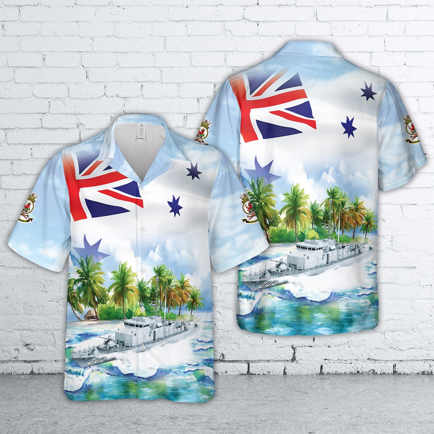 Royal Australian Navy HMAS Fremantle (FCPB 203) Fremantle-class patrol boat Australian White Ensign Hawaiian Shirt
