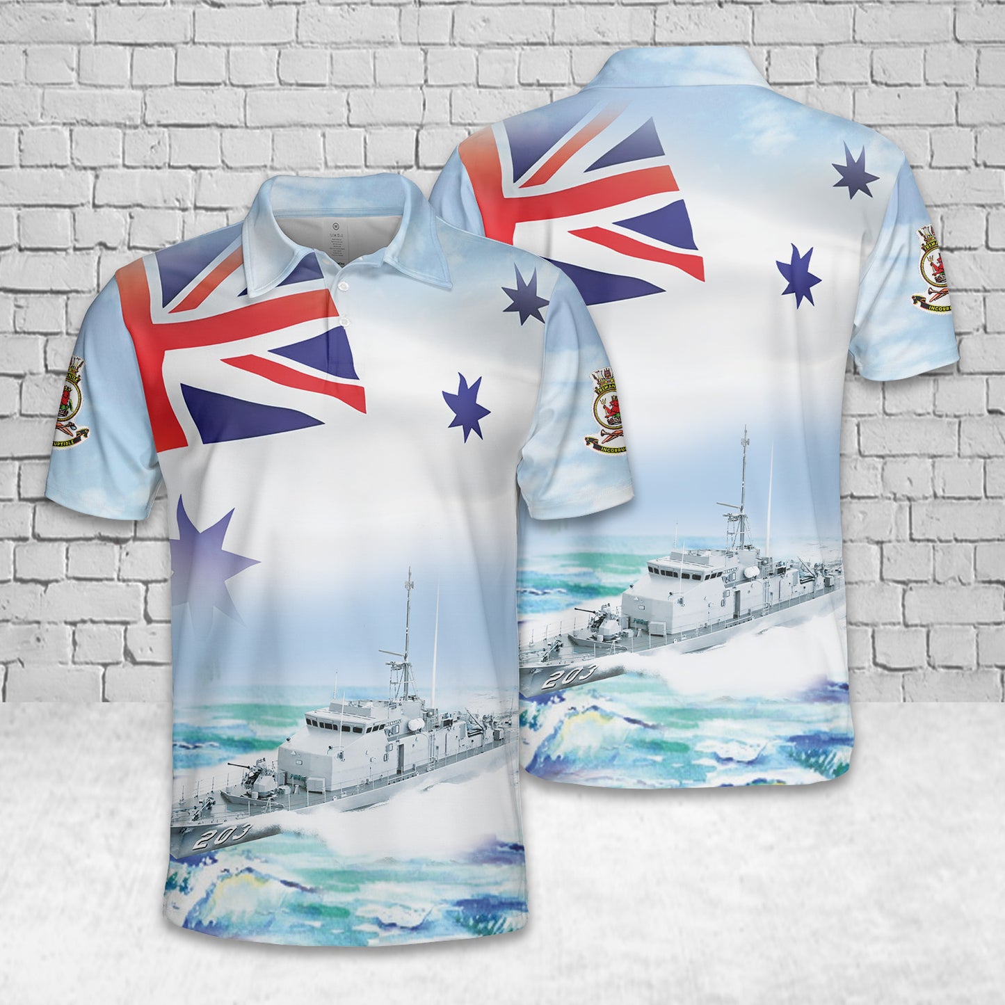 Royal Australian Navy HMAS Fremantle (FCPB 203) Fremantle-class patrol boat Australian White Ensign Polo Shirt
