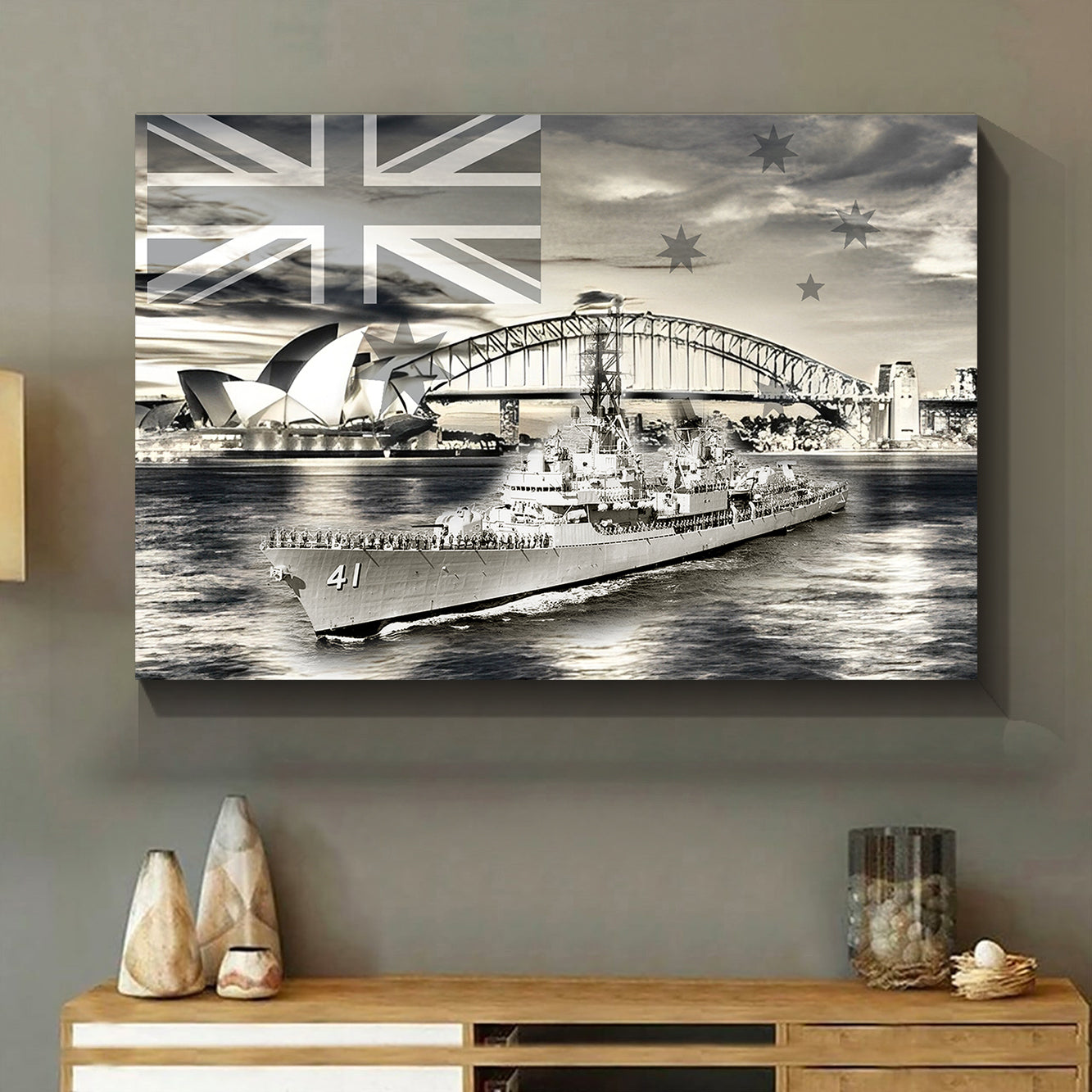 Royal Australian Navy RAN HMAS Brisbane (D 41), Father's Day Canvas