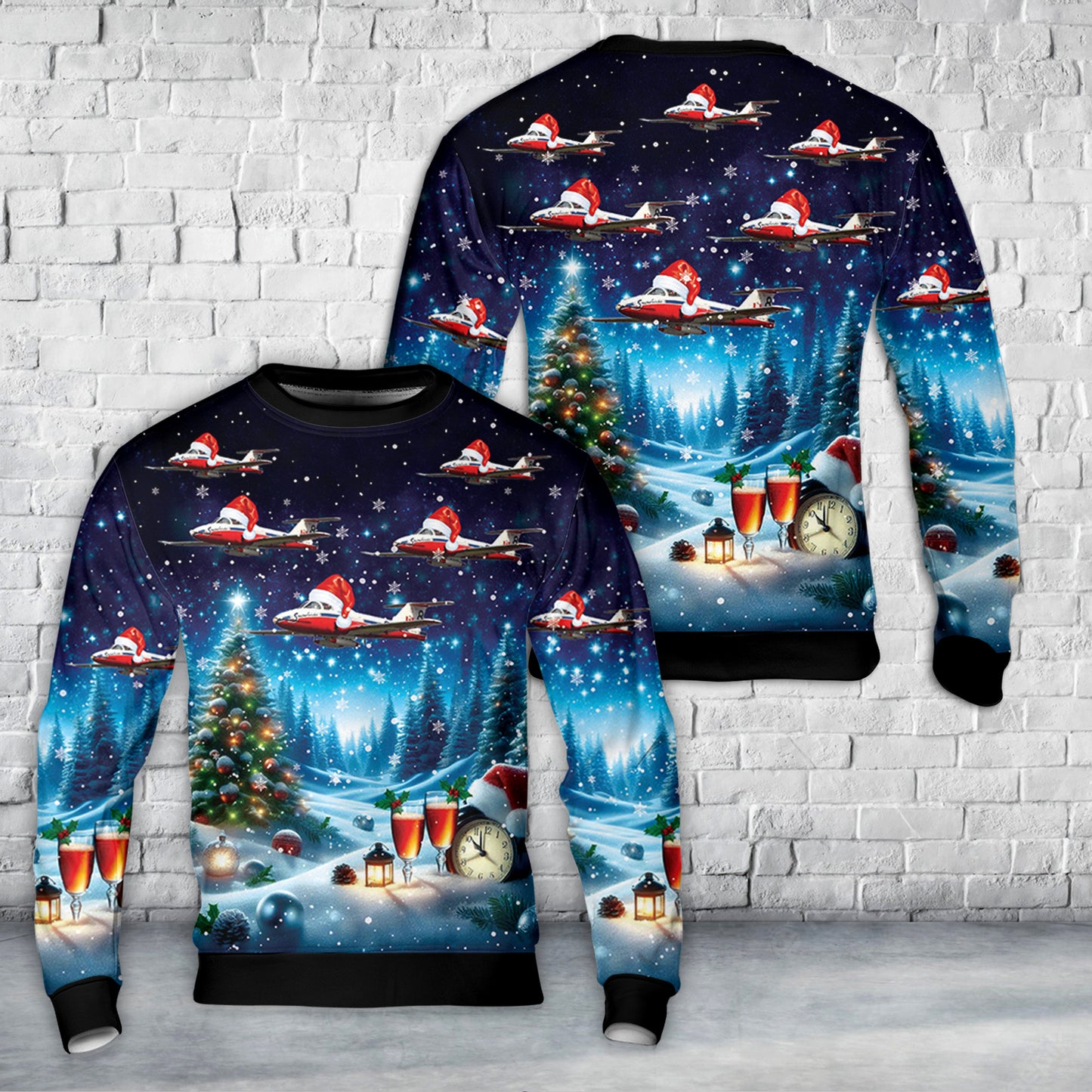 Royal Canadian Air Force (RCAF) Snowbirds - Canadair CT-114 Tutor Christmas AOP Sweater