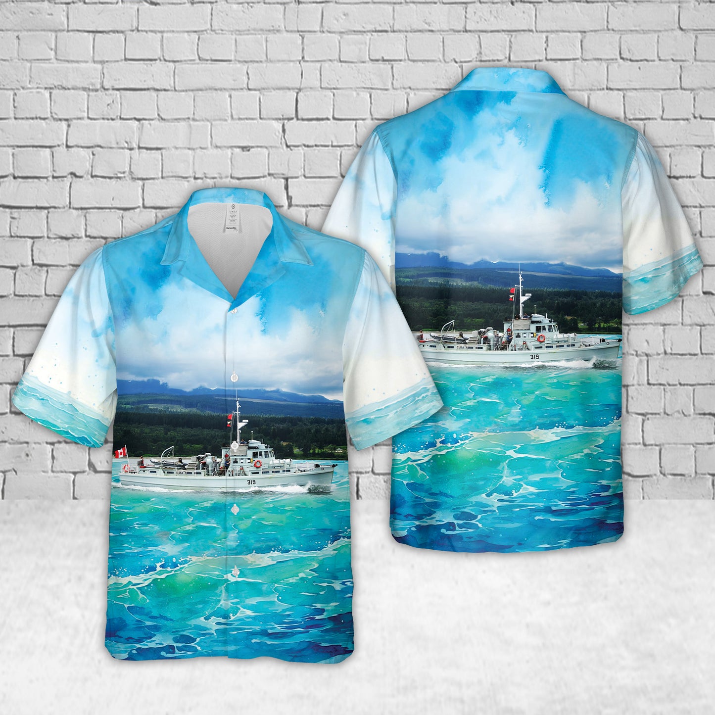 Royal Canadian Navy Canadian Forces Auxiliary Vessel (CFAV) Badger (YAG-319) Hawaiian Shirt