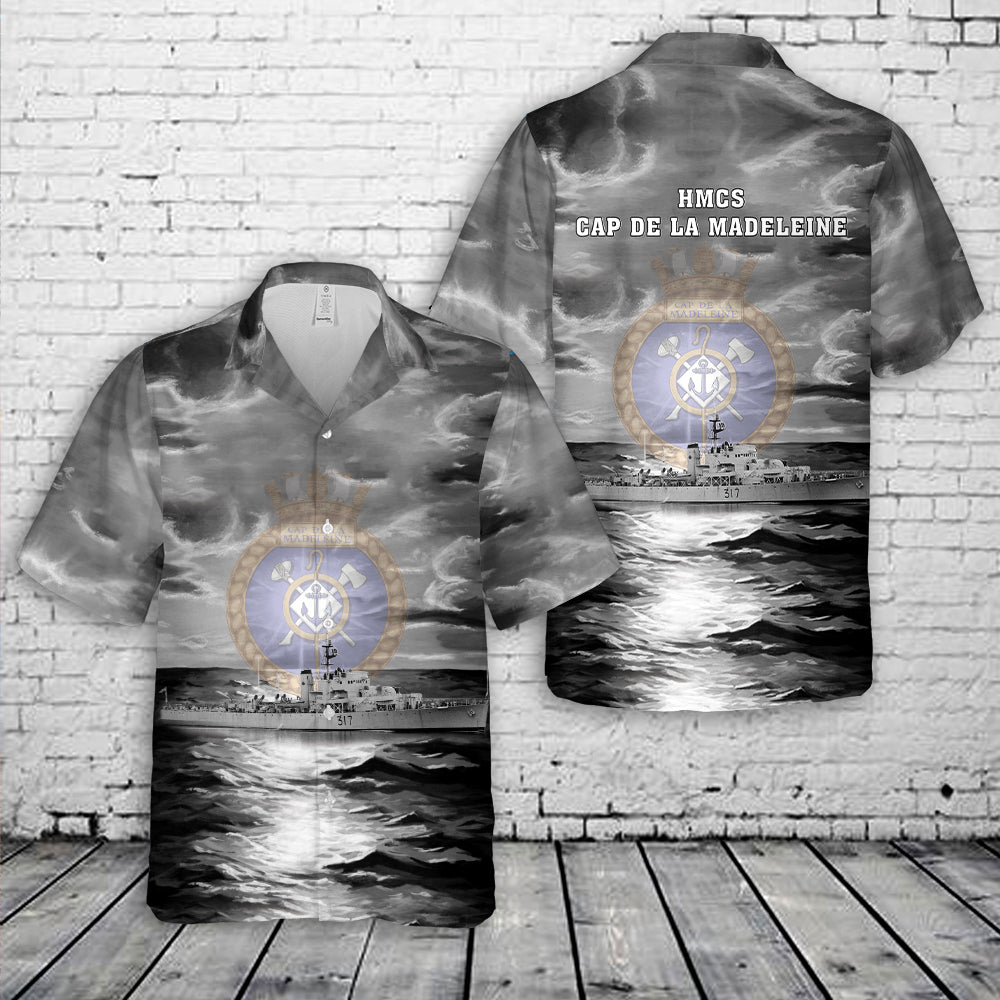 Royal Canadian Navy HMCS Cap de la Madeleine FFE 317 Prestonian-class frigate Hawaiian Shirt