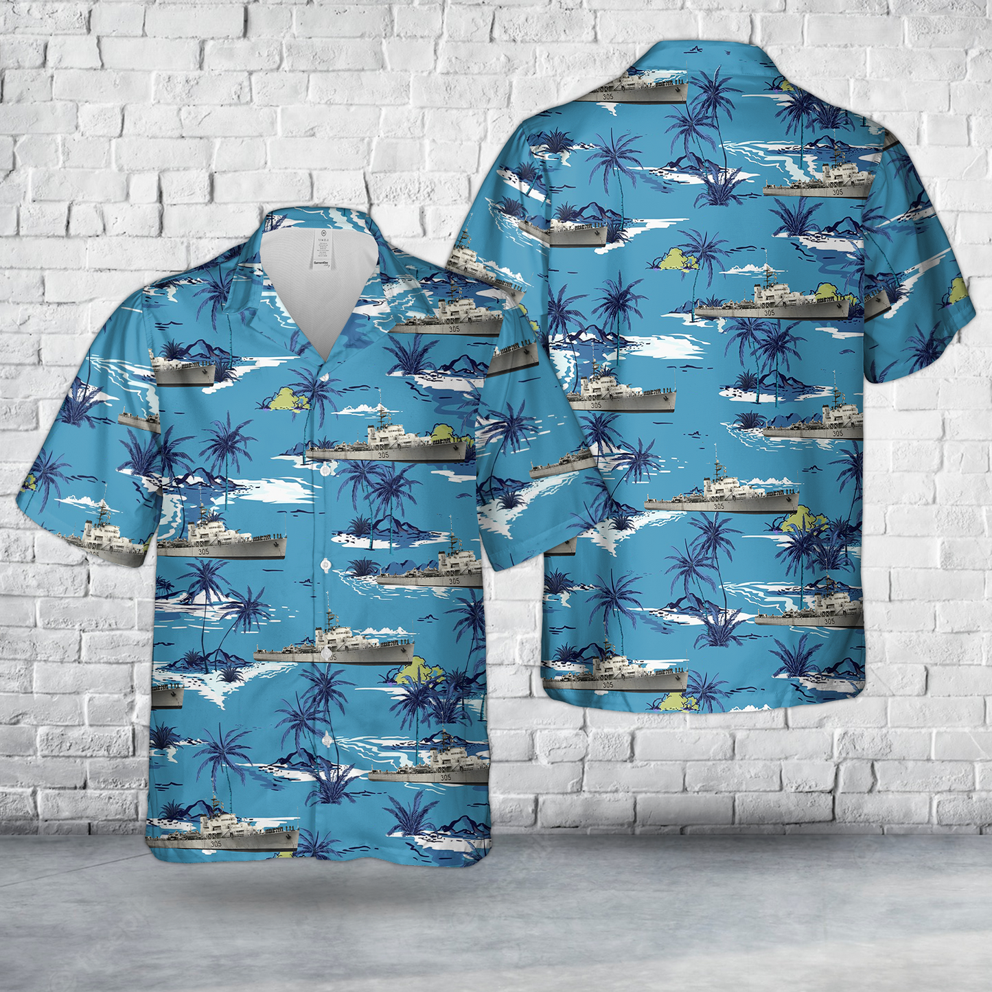 Royal Canadian Navy HMCS La Hulloise FFE 305 Prestonian-class frigate Hawaiian Shirt