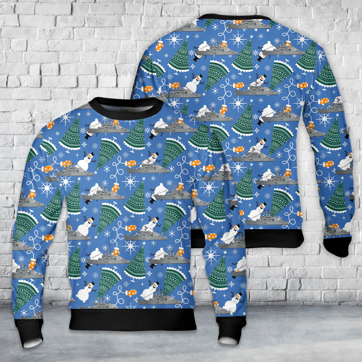 Royal Canadian Navy HMCS Moncton (MM 708) Kingston-class coastal defence vessel Christmas AOP Sweater