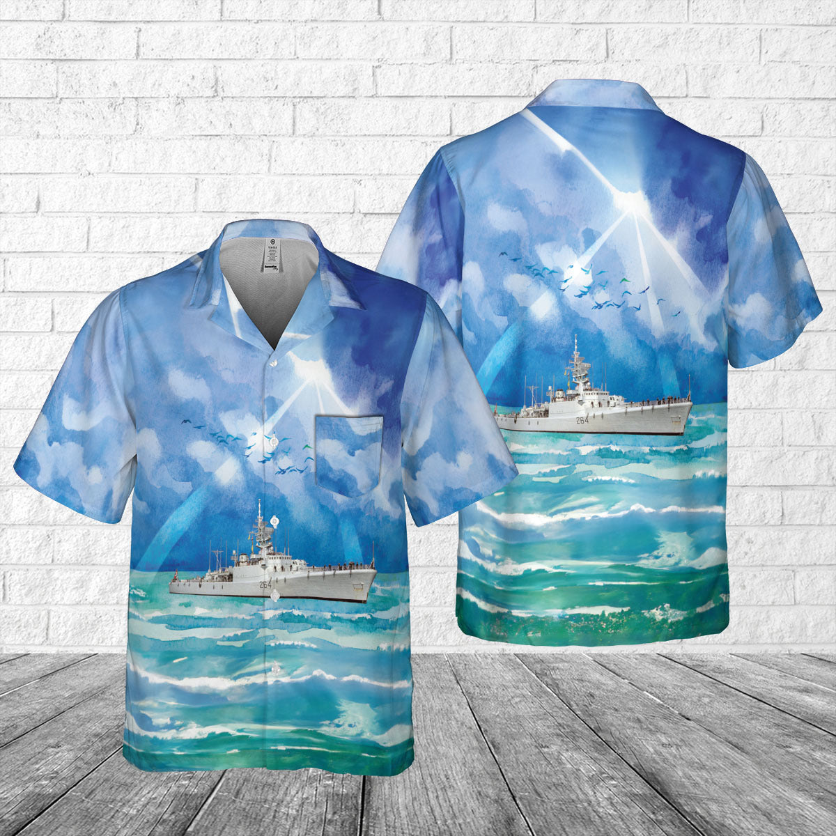Royal Canadian Navy HMCS Qu'Appelle (DDE 264) Pocket Hawaiian Shirt