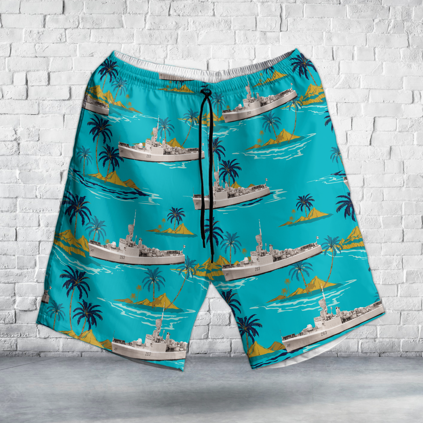 Royal Canadian Navy RCN HMCS Yukon (DDE 263) Mackenzie-class destroyer Combo Pocket Hawaiian Shirt & Shorts