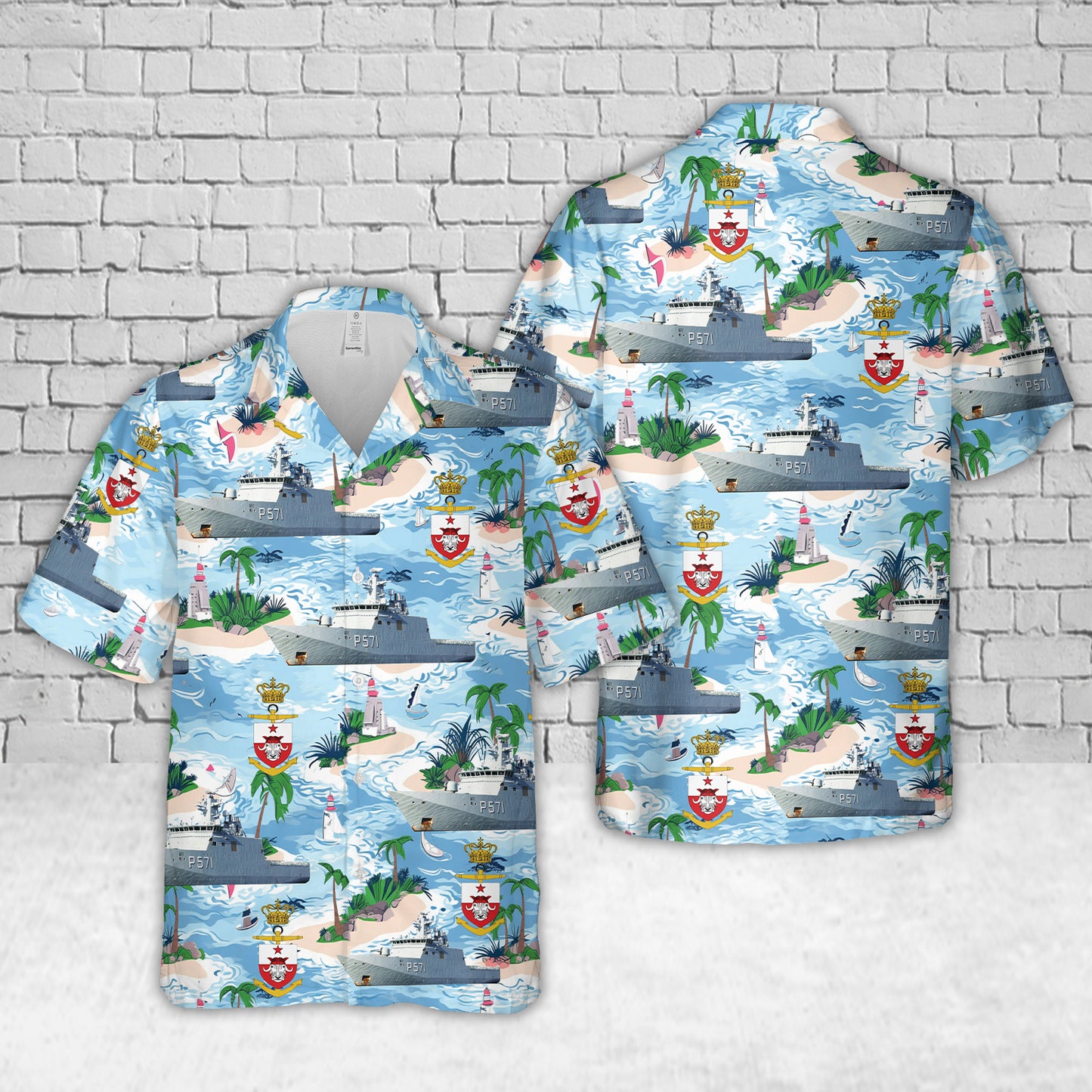 Royal Danish Navy / Kongelige Danske Marine - Offshore Patrol Vessel P 571 HDMS Ejnar Mikkelsen Hawaiian Shirt