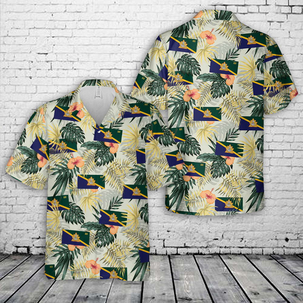 Royal Hamilton Light Infantry themed Hawaiian shirt