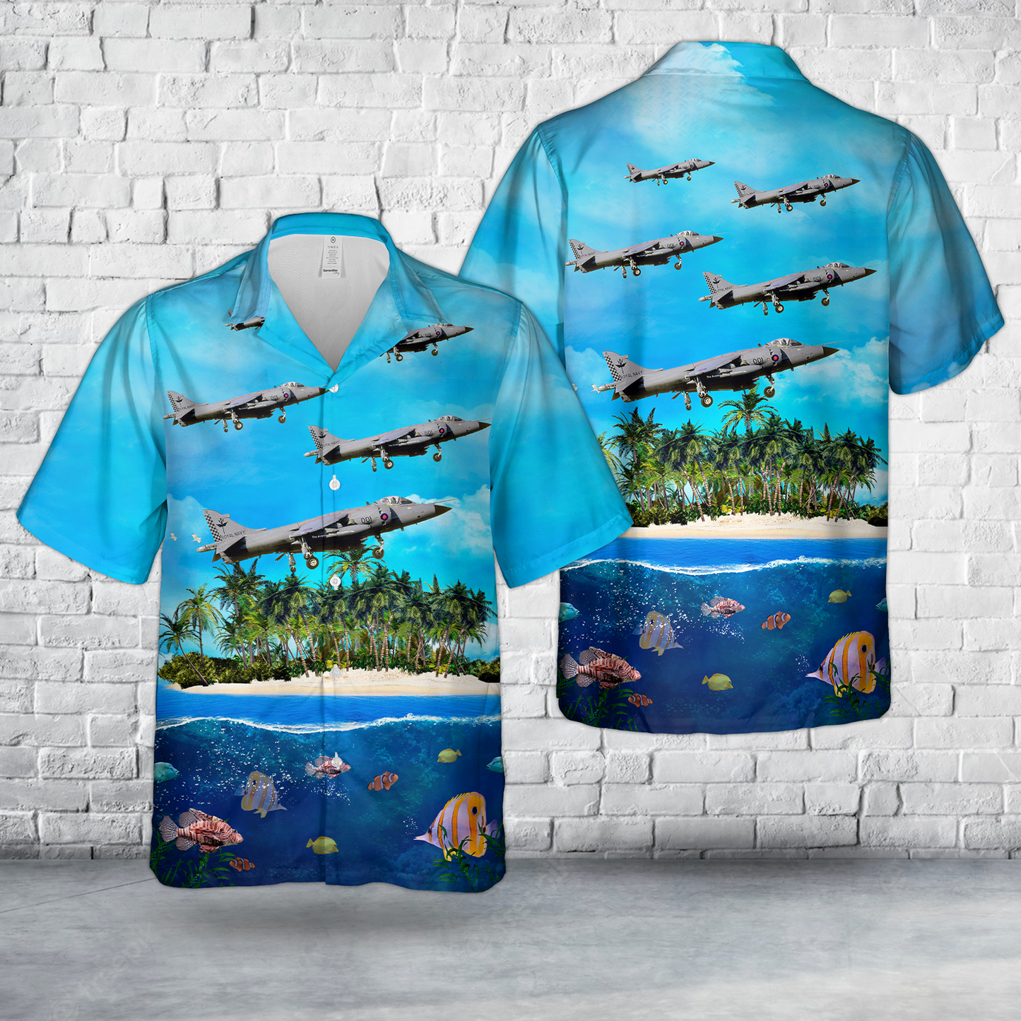 Royal Navy 801 Squadron Hawker Siddeley Sea Harrier FRS.1 XZ498/R001 (1990) Hawaiian Shirt