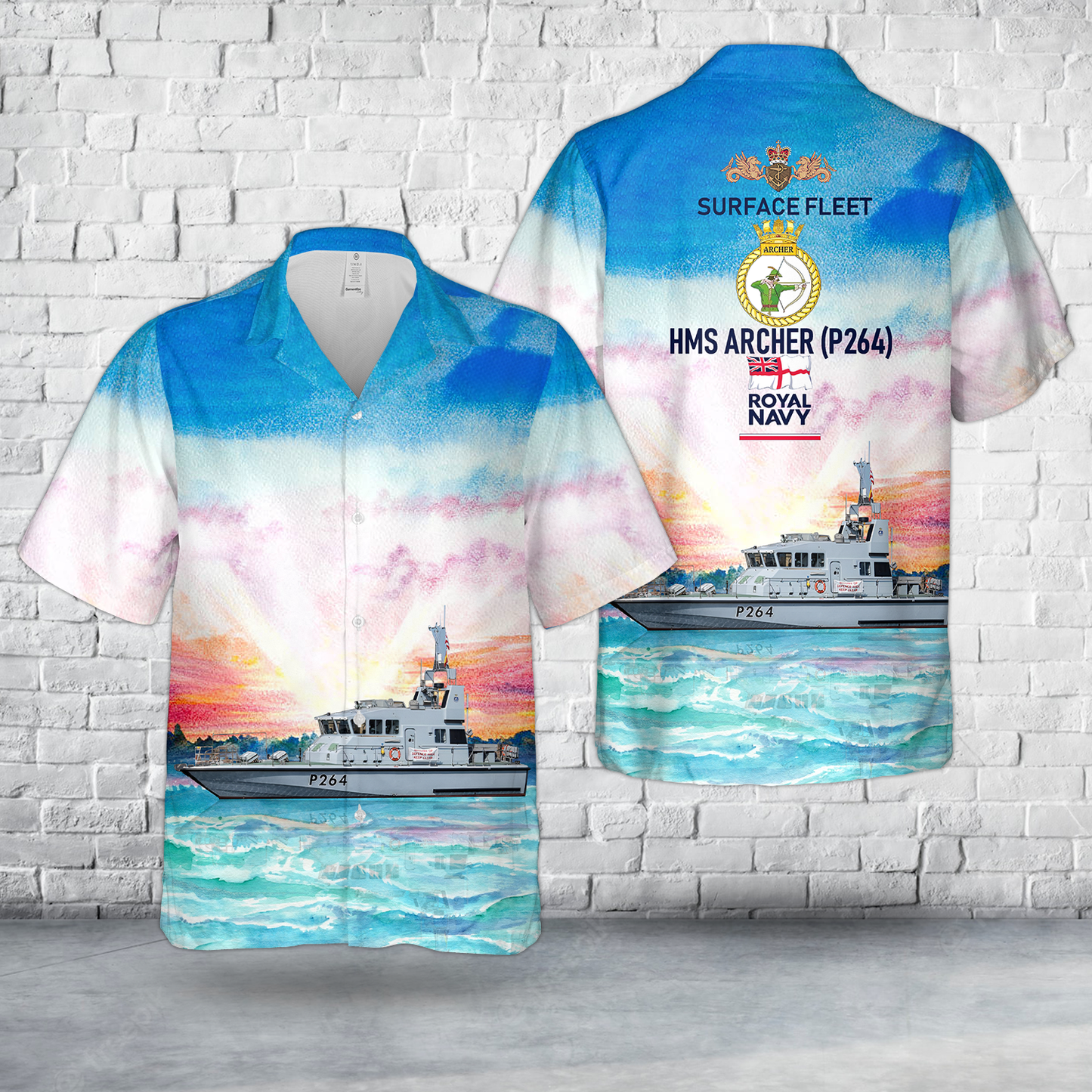 Royal Navy HMS Archer (P264) Archer-class patrol vessel Hawaiian Shirt