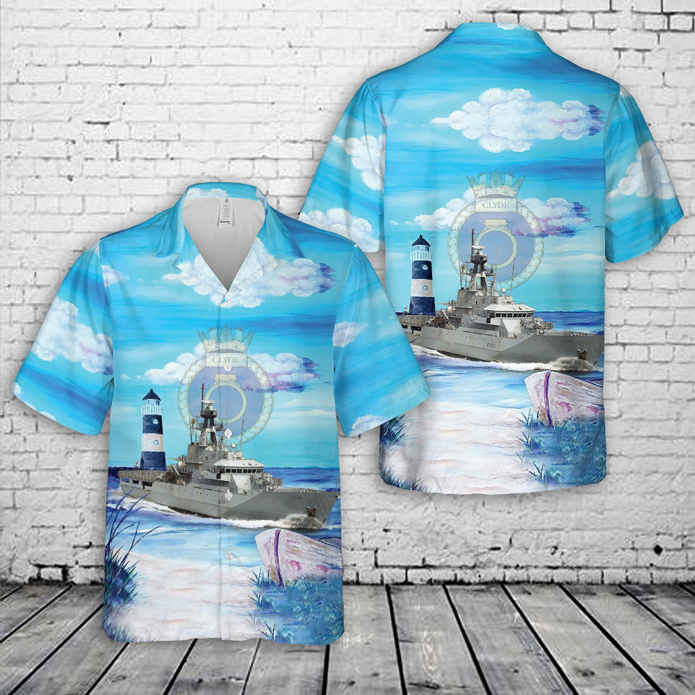 Royal Navy HMS Clyde (P257) Offshore Patrol Vessel Hawaiian Shirt