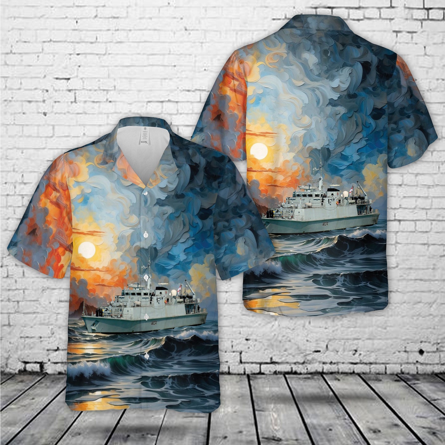 Royal Navy Sandown-class minehunter HMS Walney (M104) Hawaiian Shirt