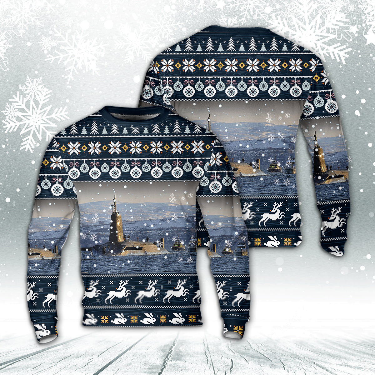 Royal Navy Vanguard-class submarine HMS Vanguard Christmas AOP Sweater