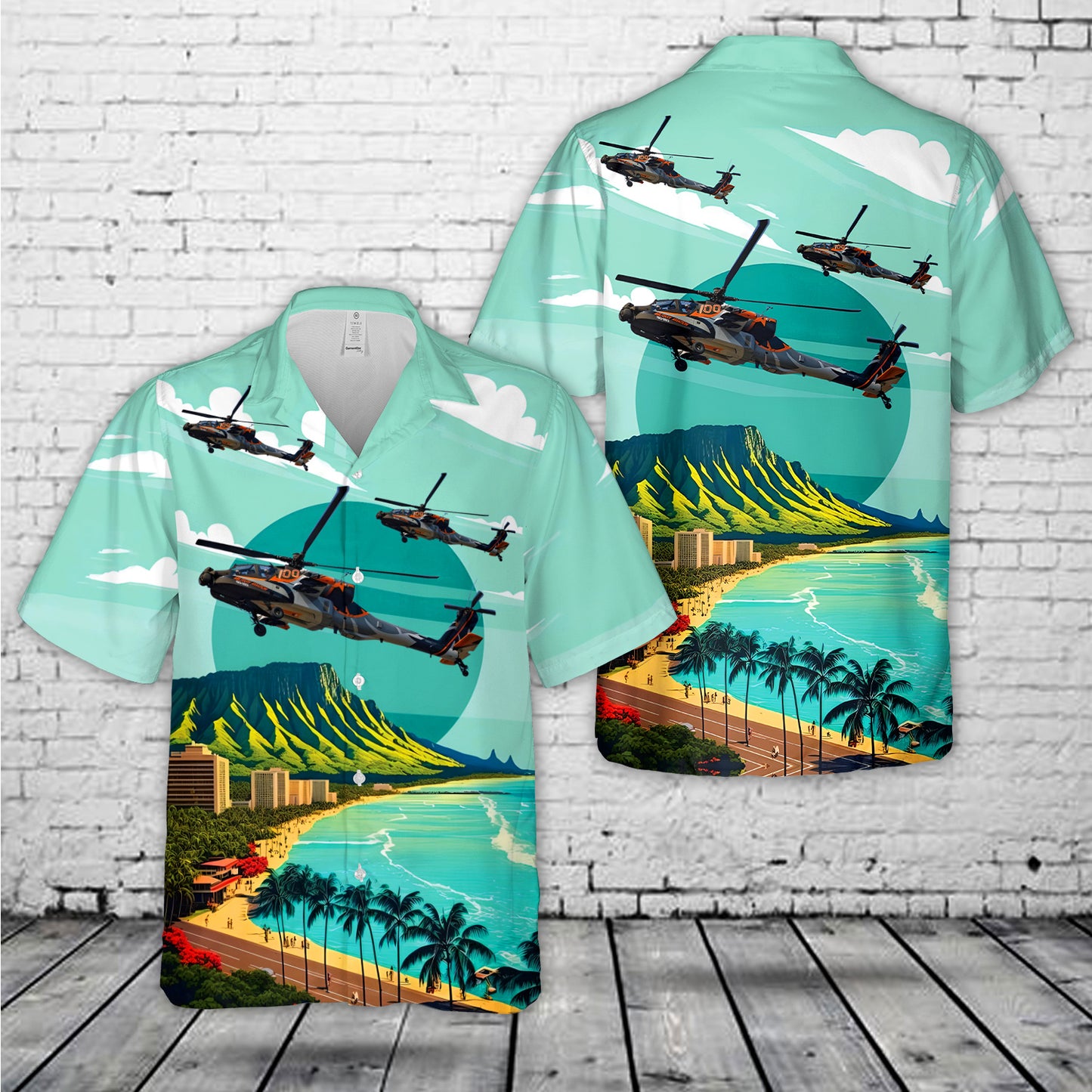 Royal Netherlands Air Force AH-64D Apache Demo Team Hawaiian Shirt