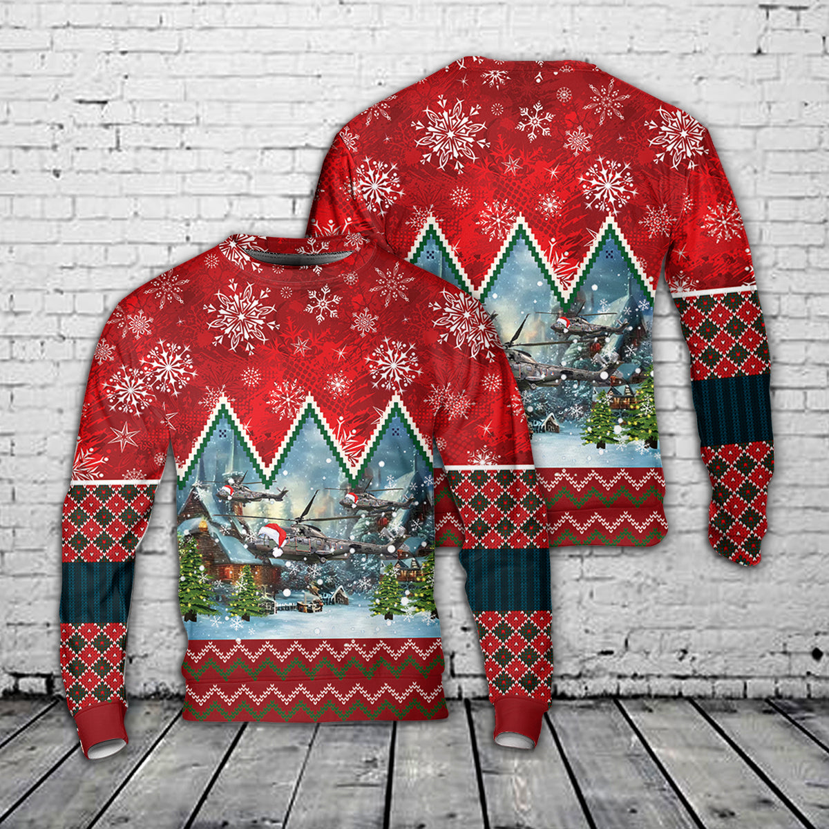 Royal Netherlands Air Force Eurocopter AS532 Cougar Christmas AOP Sweater