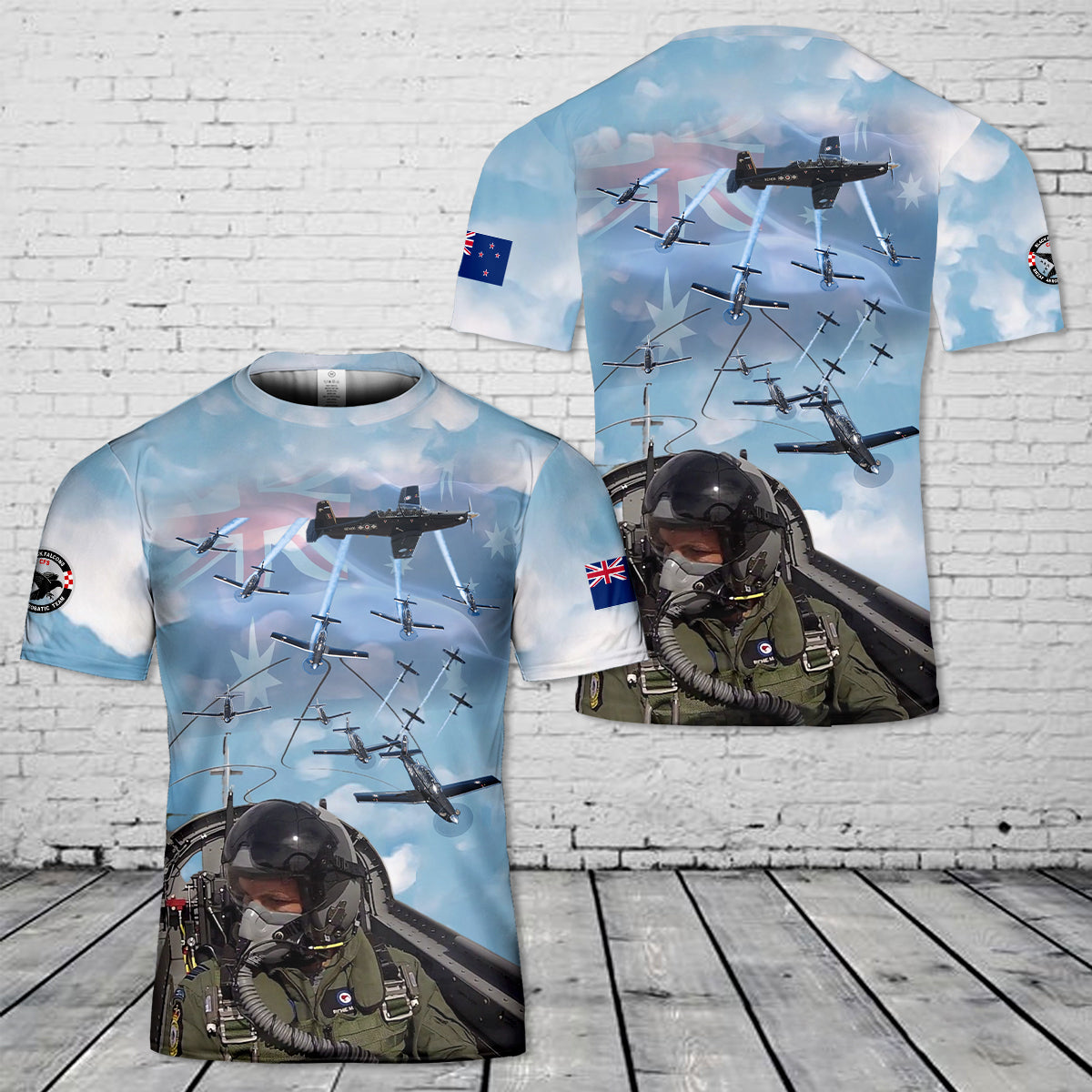 Royal New Zealand Air Force Black Falcons aerobatic display team T-Shirt 3D