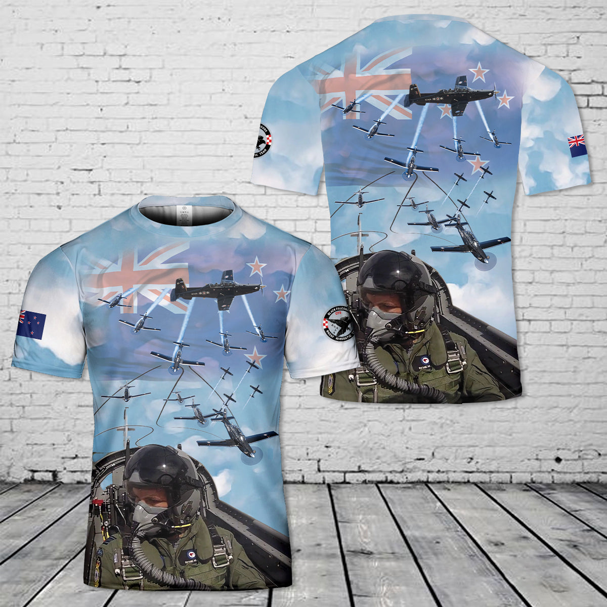 Royal New Zealand Air Force Black Falcons aerobatic display team T-Shirt 3D