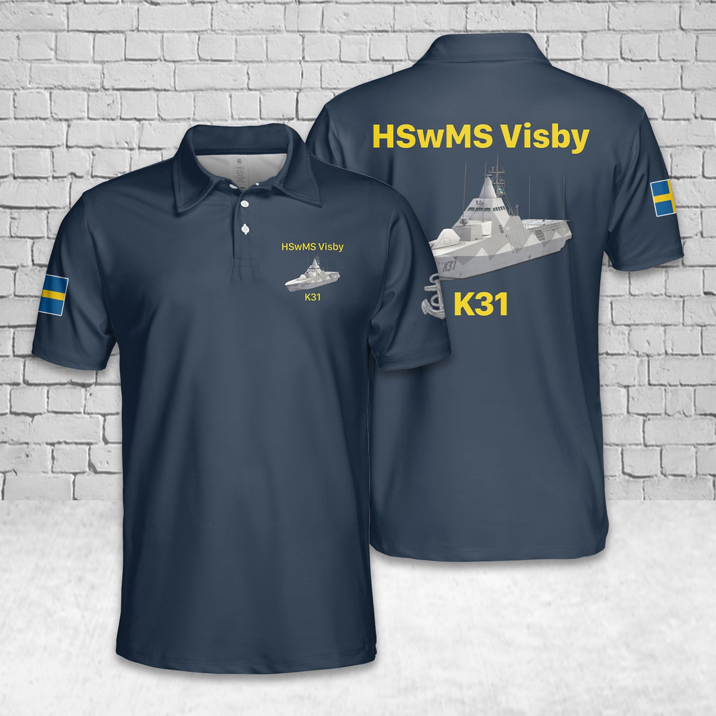 Royal Swedish Navy Svenska Marinen K31 HSwMS Visby Polo Shirt