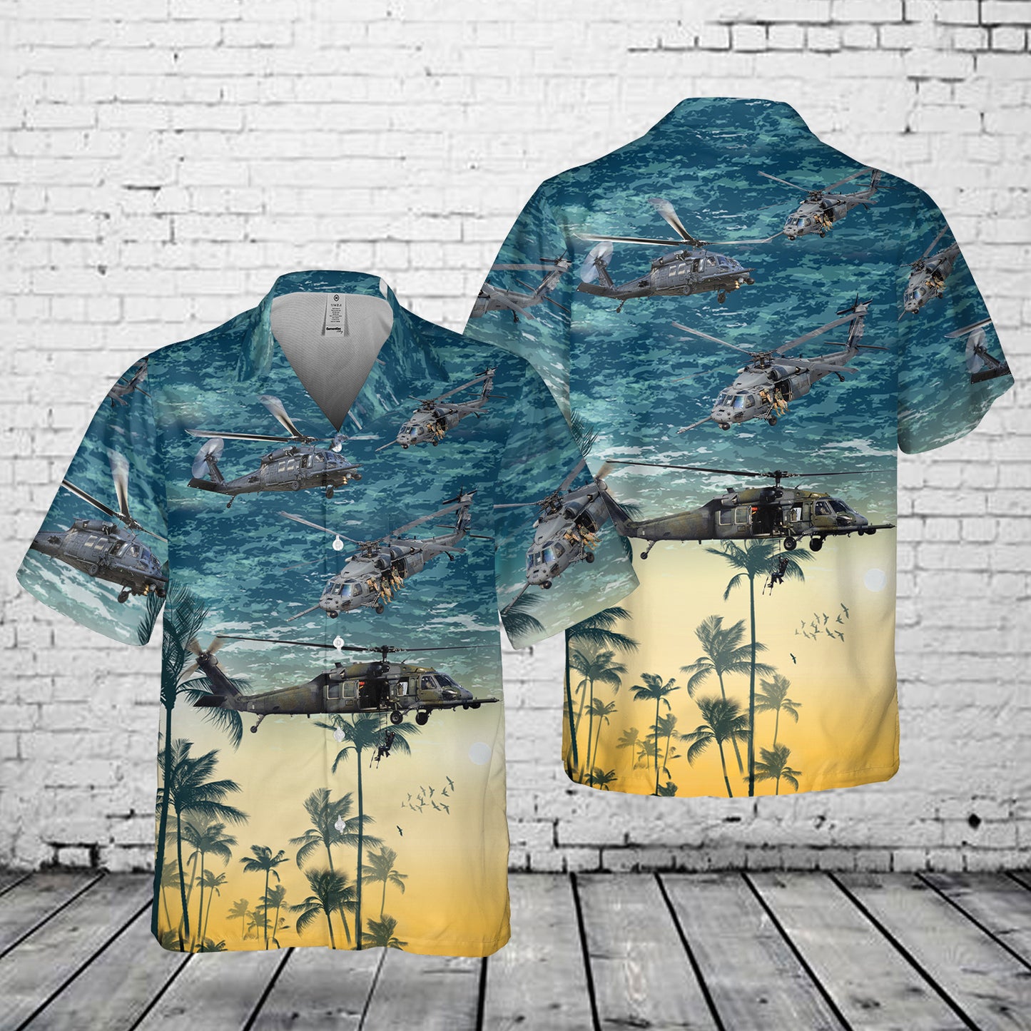 SAF 306th Rescue Squadron HH-60G PAVE HAWK Pocket Hawaiian Shirt