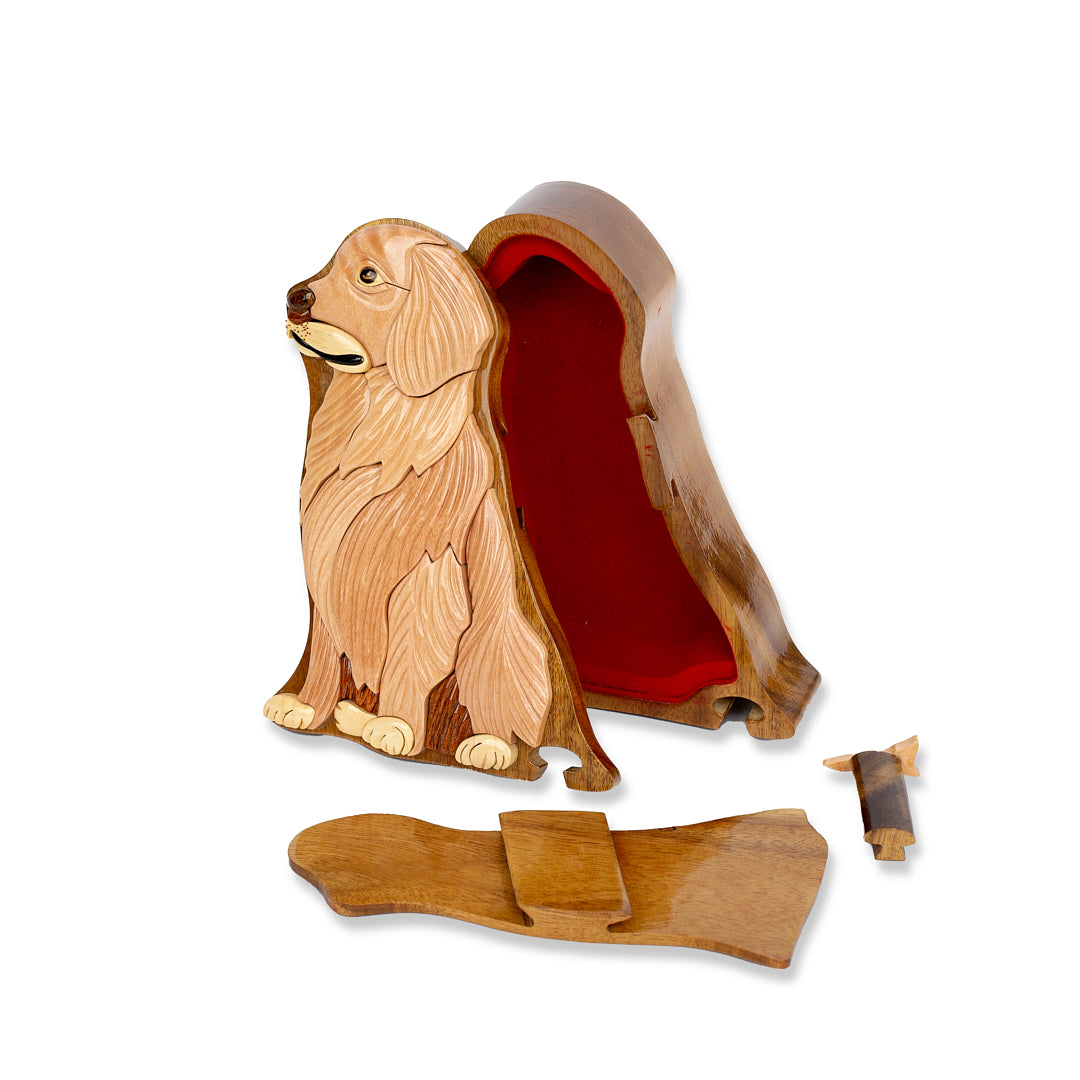 Golden Retriever Dog Wooden Jewelry Box, Handcrafted Golden Retriever Dog Lover's Gift