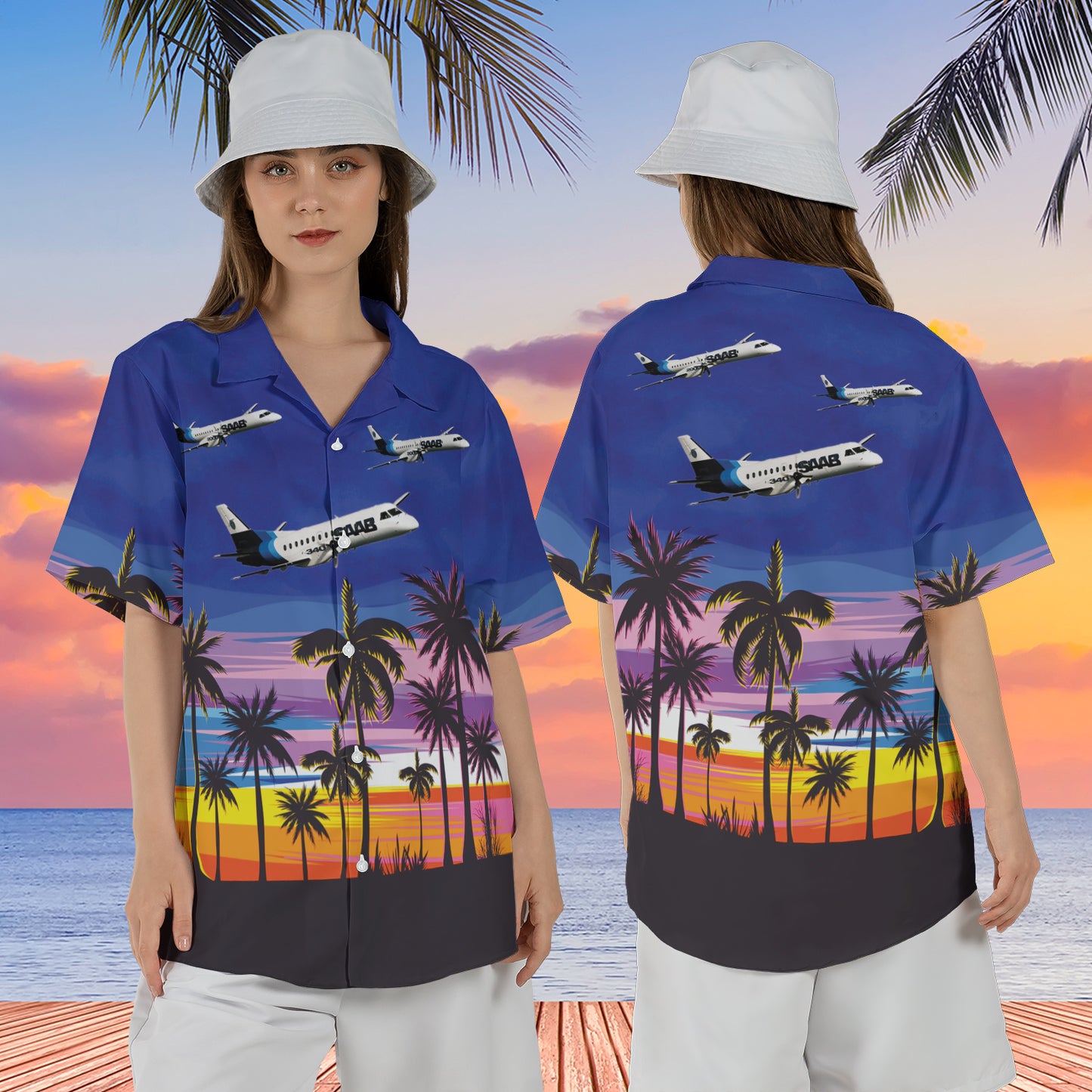 Saab 340 And Saab 2000 Hawaiian Shirt For Women